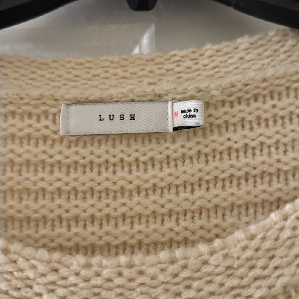 Lush Cream Textured Knit Sweater - Picture 2 of 3